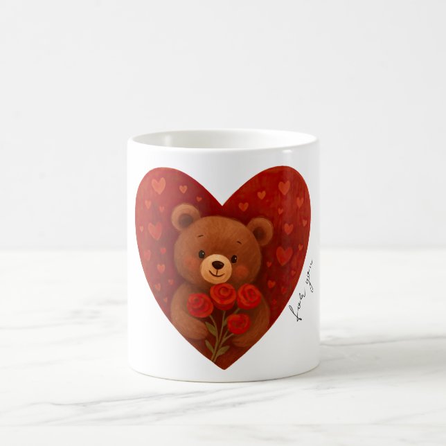 Café Caneca de Coração de Urso Teddy Fofo – Personaliza (Centro)