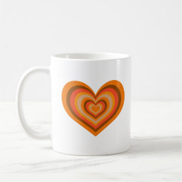 Café Caneca de Coração Listrado Retro - Laranja no Bran