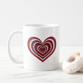 Café Caneca de Coração Listrado Retro - Vermelho no Bra