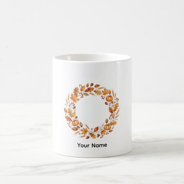 Café Caneca de Coroa de Outono - Presente Elegante de A (Centro)