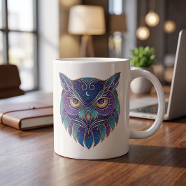 Café Caneca de Coruja Celestial Linha de Luxo em Arte