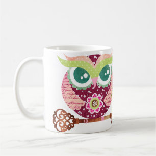 Café Caneca de Coruja de Flor de Primavera