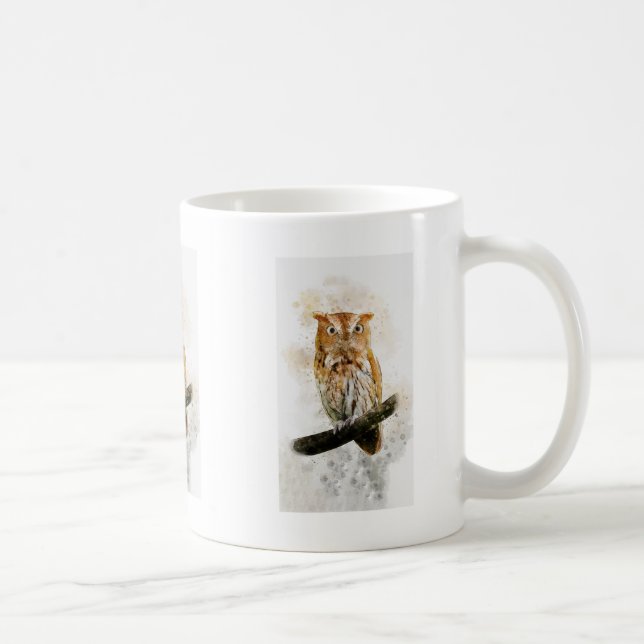 Café Caneca de coruja - pintada manualmente com aquarel (Direita)