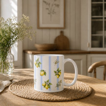 Caneca de Cozinha Cottage com Listra Azul Flor de