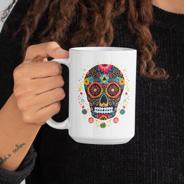 Café Caneca de Crânio Mexicano (Criador carregado)