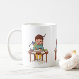 Café Caneca de Criança Estudando Sonolenta – Caneca do