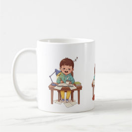 Café Caneca de Criança Estudando Sonolenta – Caneca do 