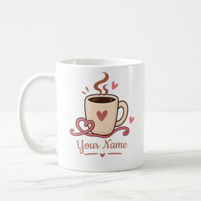 Café Caneca de Crochê Só Mais Uma Fileira (Esquerda)