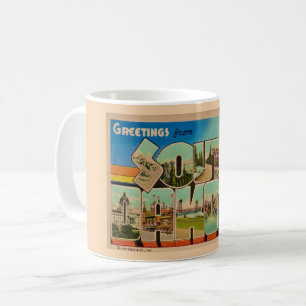 Café Caneca de Cumprimentos de Cartão Postal Antigo de 