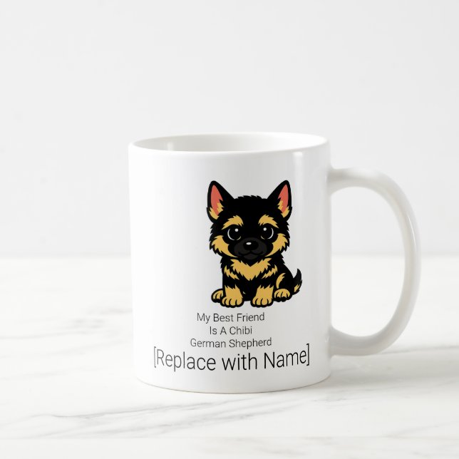 Café Caneca de Cute Chibi Pastor Alemão Filhote para No (Direita)