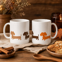 Café Caneca de Dachshund Cores Marrom Terroso