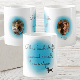 Café Caneca de Dachshund em Aquarela Azul Pastel — Nome