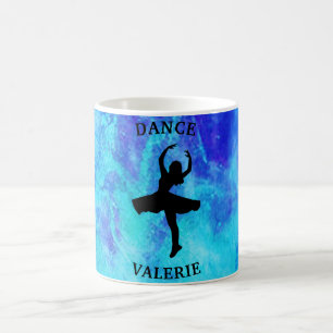 Café Caneca de Dança Galáxia Azul para Meninas com Nome
