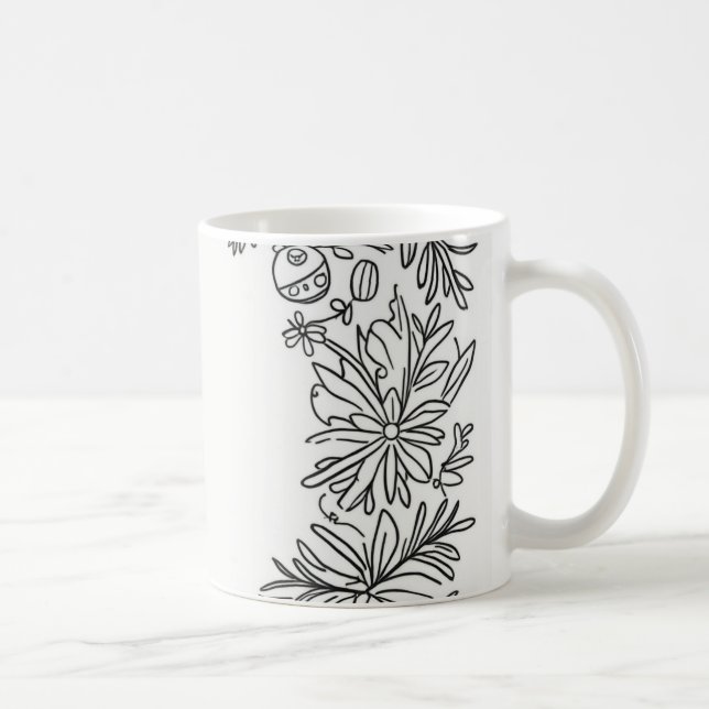 Café Caneca de decoração de flores (Direita)