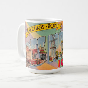 Café Caneca de Des Moines Iowa Cumprimentos Cartão Post