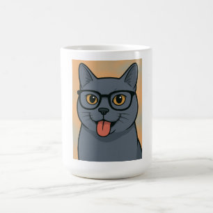 Café caneca de desenho animado, azul russo, caneca de g