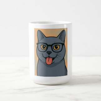 Café caneca de desenho animado, azul russo, caneca de g