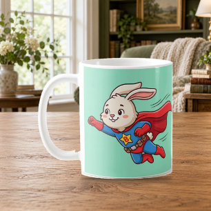 Café Caneca de desenho animado do Super Bunny Hero Voad