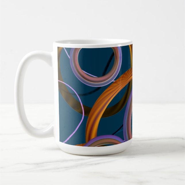 Café Caneca de Design Abstrato Azul e Laranja (Esquerda)