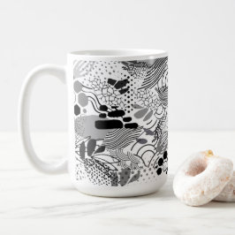 Café caneca de design abstrato preto, branco e gradient