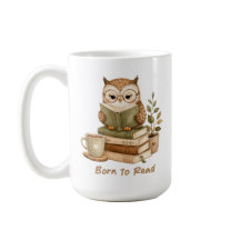 Caneca de Design de Coruja Fofa Amante de Livros N
