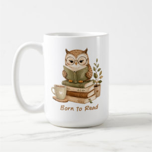Café Caneca de Design de Coruja Fofa Amante de Livros N