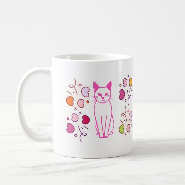 Café caneca de design de gato (Esquerda)