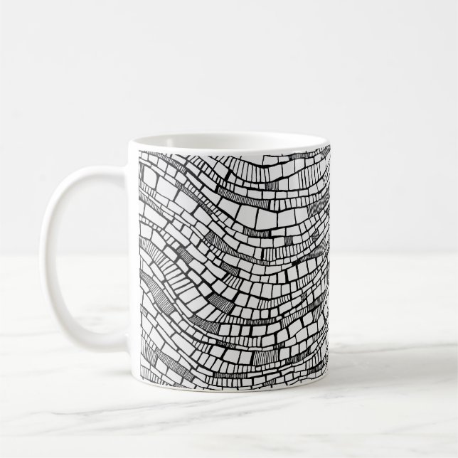 Café Caneca de Design de Tinta e Caneta Preto e Branco  (Esquerda)