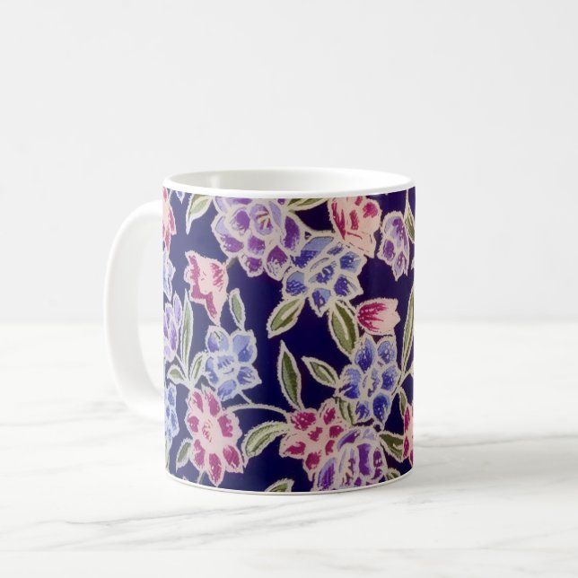 Café Caneca de Design Floral (Frente Esquerda)