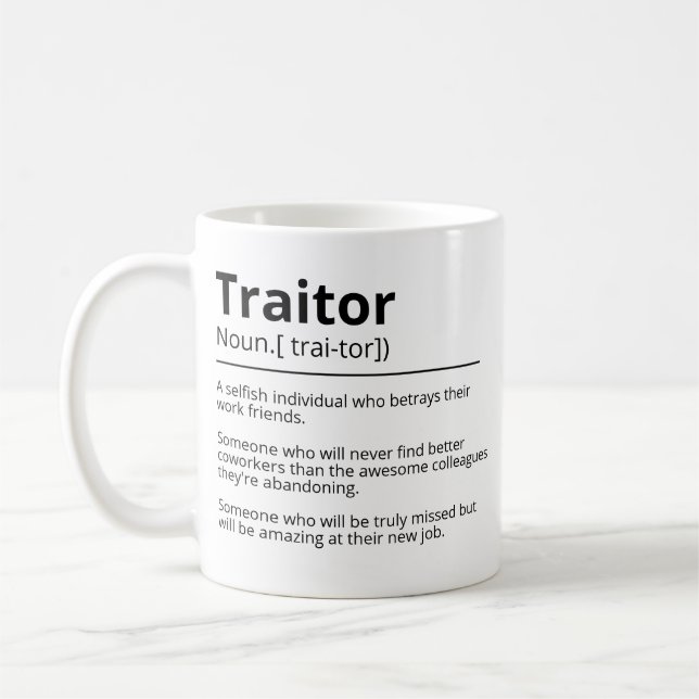 Café Caneca de despedida engraçada do traidor personali (Esquerda)