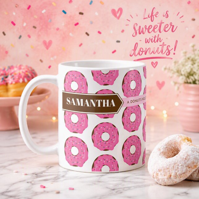 Café Caneca de Donut com Nome e Citação (Criador carregado)