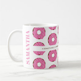 Café Caneca de Donut Rosa com Nome e Citação