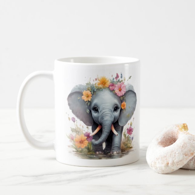 Café Caneca de Elefante Fofo (Com Donut)