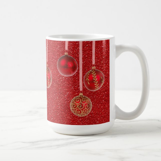 Café Caneca de enfeites de Natal Glitter Vermelho Doura (Direita)