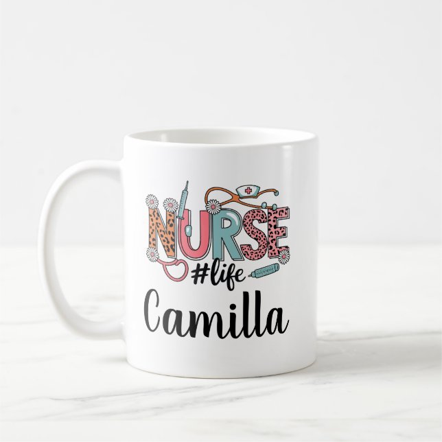 Café Caneca de Enfermeira Personalizada com Desenho Flo (Esquerda)
