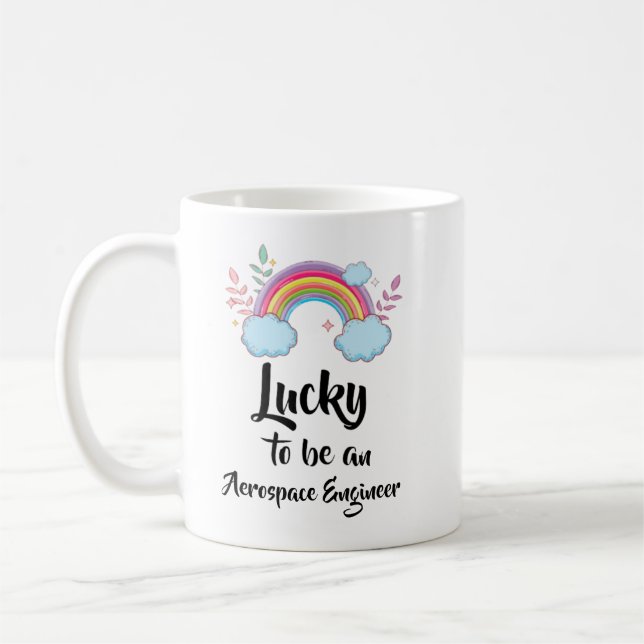 Café Caneca de Engenheiro Aeroespacial Sortudo (Esquerda)