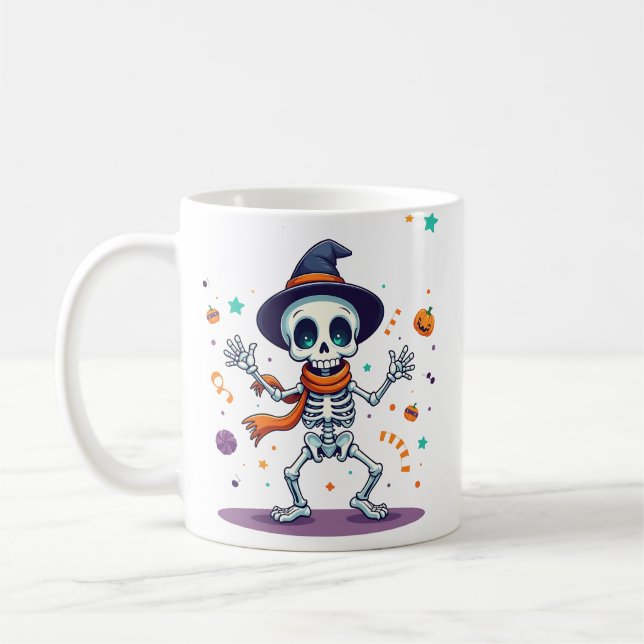 Café Caneca de esqueleto dançante de Halloween fofa (Esquerda)