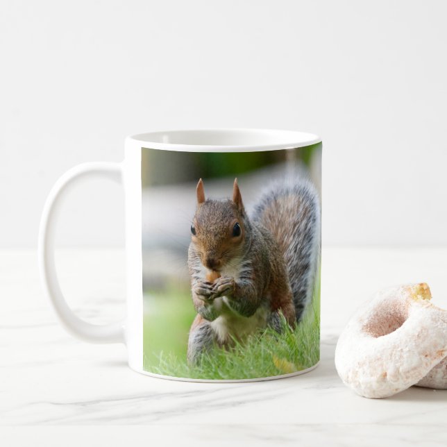 Café Caneca de esquilo - esquilo de cinza adorável (Com Donut)