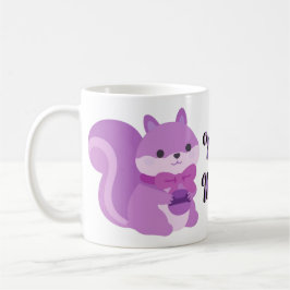 Café Caneca de Esquilo Sentado Fofa Kawaii Lavanda