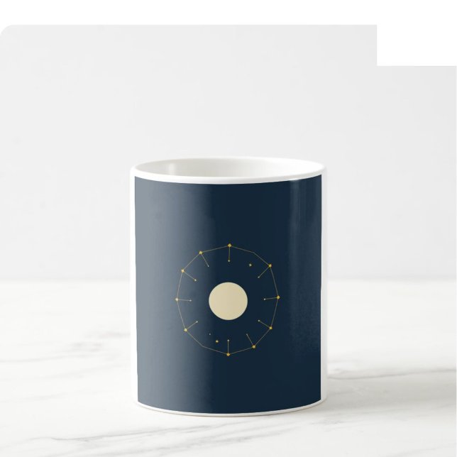 Café Caneca de Fase Lunar Celestial - Índigo e Dourado (Criador carregado)