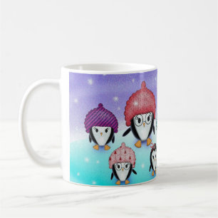Café Caneca de Férias da Família de Pinguins