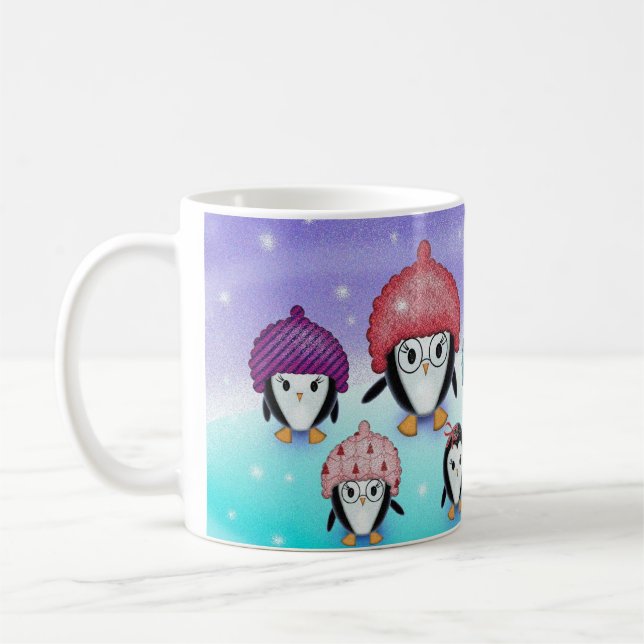 Café Caneca de Férias da Família de Pinguins (Esquerda)