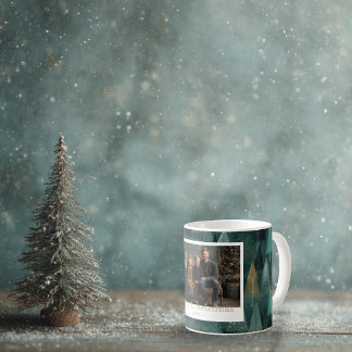 Café Caneca de Férias de Foto Árvores Verdes e Douradas