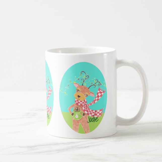 Café Caneca de férias personalizada - renas de Natal (Direita)