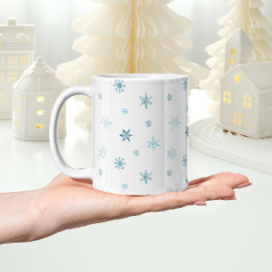 Café Caneca de Floco de Neve em Aquarela Azul Desbotada