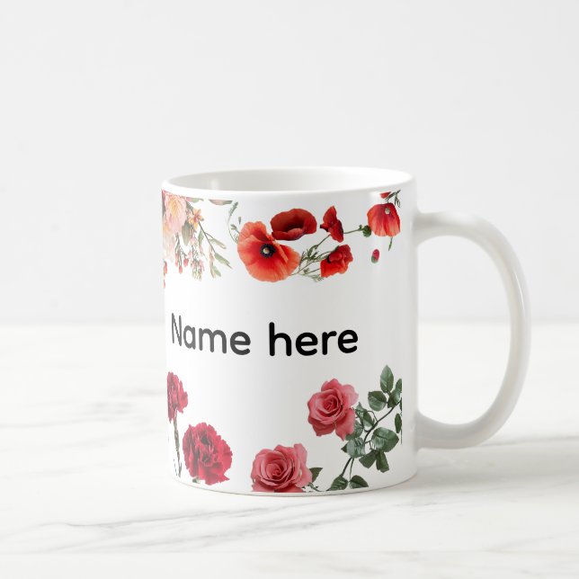 Café Caneca de Flor com Nome Personalizado (Direita)