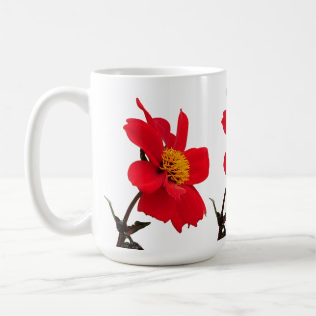Café Caneca de Flor de Dália Vermelha (Esquerda)