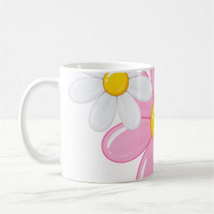 Café Caneca de Flor de Margarida Rosa 