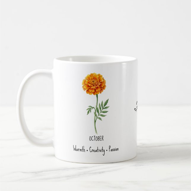 Café Caneca de Flor de Nascimento de Outubro – Calêndul (Esquerda)