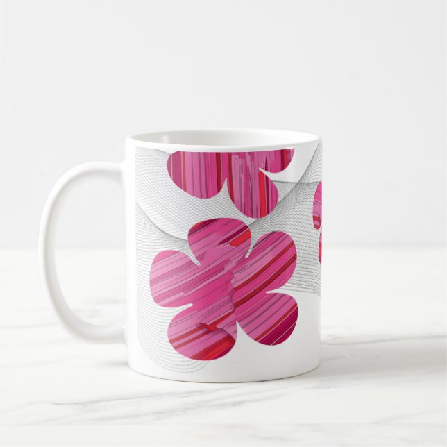 Café Caneca de flor geométrica rosa (Esquerda)